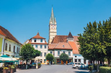 Kitle iletişim araçları, Romanya, 08 Temmuz 2015: medya tarihi merkezi, Transilvanya, Romanya'da ortaçağ şehir