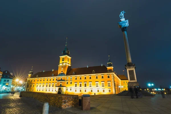 波兰华沙老城夜景 — 图库照片
