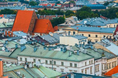 Krakow, Polonya Merkez Meydanı üzerinde havadan görünümü