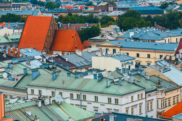 Aerial view on the central square of Krakow, poland