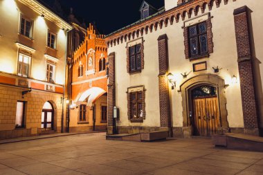 Czartoryski Museum eski kasaba Krakow gece, Polonya