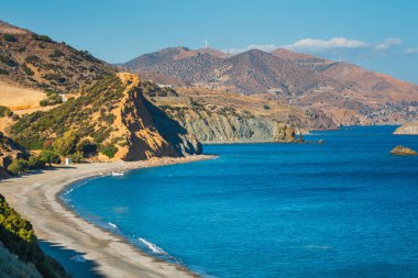 Sahil Girit Adası Yunanistan Matala yakınındaki