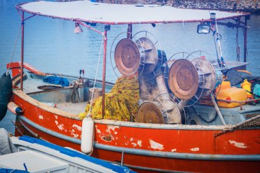Balıkçı tekneleri Marina, Girit Adası, Yunanistan, yakın çekim