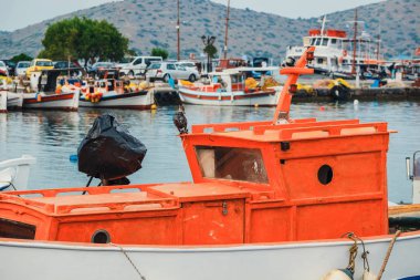 Balıkçı tekneleri Marina, Girit Adası, Yunanistan, yakın çekim