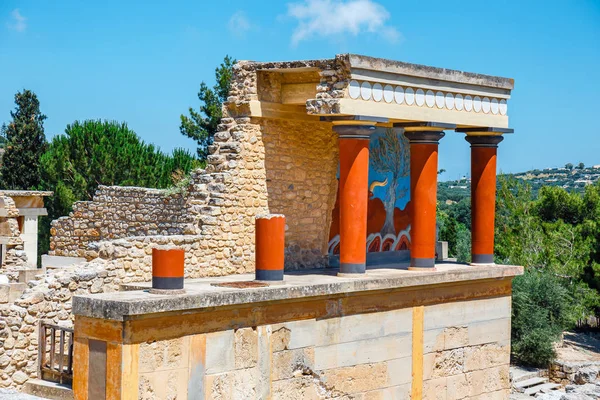 Rovine panoramiche del palazzo minoico di Cnosso a Creta, Grecia — Foto Stock