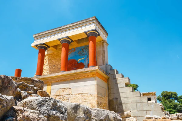 Ruines panoramiques du Palais Minoen de Knossos en Crète, Grèce — Photo