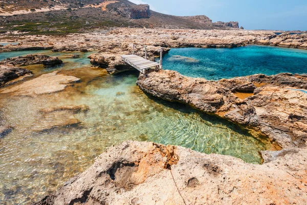 Fantastický výhled na ostrov Gramvousa a Balos Lagoon na Krétě, Řecko. — Stock fotografie