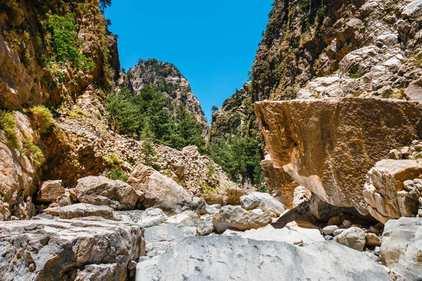Hiking path through Samaria Gorge in Central Crete