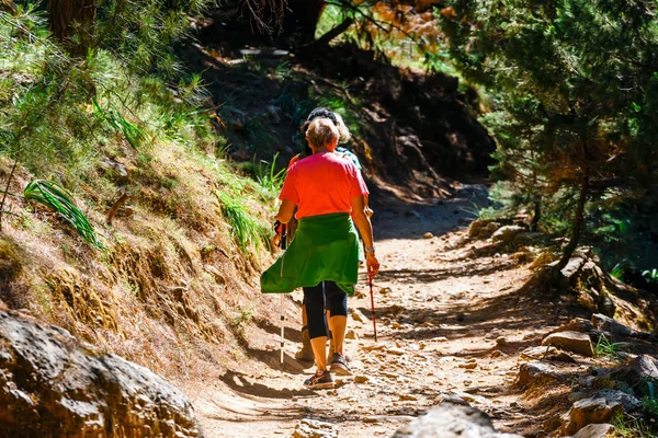 Samaria kloof, Griekenland - 26 mei 2016: Wandelen toeristen in Samaria kloof in Centraal Kreta, Griekenland. Het nationaal park is een Unesco biosfeerreservaat sinds 1981 — Stockfoto