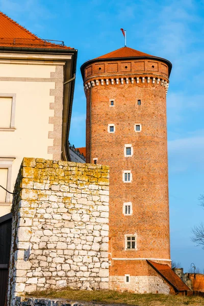 Detalhes arquitetônicos do Castelo Wawel em Cracóvia, um dos marcos mais famosos da Polônia — Fotografia de Stock