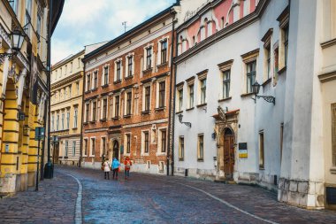 Krakow, Polonya - 04 Ocak 2015: Kanonicza Caddesi tarihi bölüm eski şehir, Krakow, Polonya
