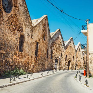 Dar sokak eski bağlantı noktası Hanya, Crete, Yunanistan