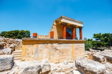 Ayrıntı ünlü Minos palace Knosos, Girit Adası, Yunanistan, antik kalıntıları