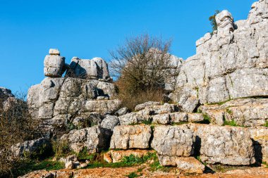 Güzel örnekler karstik peyzaj, El Torcal de Antequera doğal park, Endülüs, İspanya
