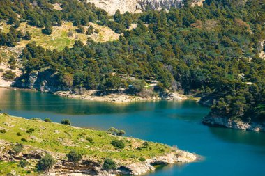 El Chorro Gorge, Endülüs, İspanya yakınındaki güzel dağ manzarası