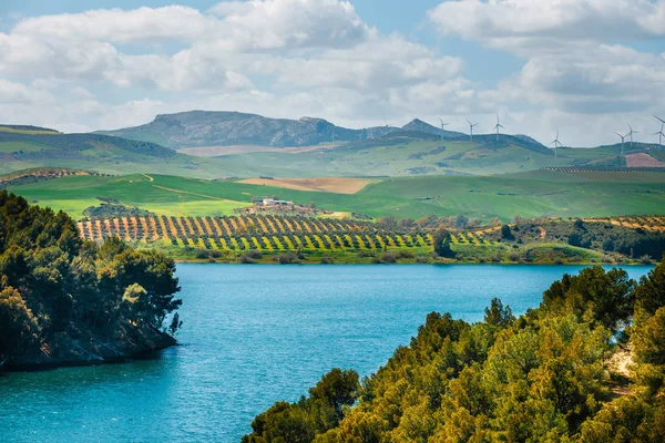 Vackra bergslandskap nära El Chorro Gorge, Andalusien, Spanien — Stockfoto