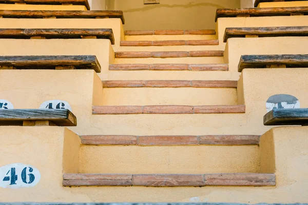 Close-up on the grandstand for spectators in the bullring, Ronda, Spain — Stock Photo, Image