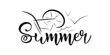 Yaz vektör çizim. Tasarım logo veya etiket. Düz stil.