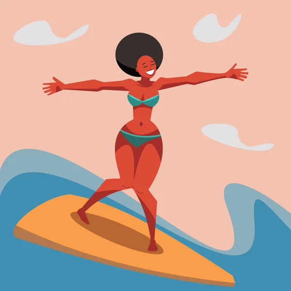 Surf Girl Illustrazione Vettoriale Surf Club Icon — Vettoriale Stock