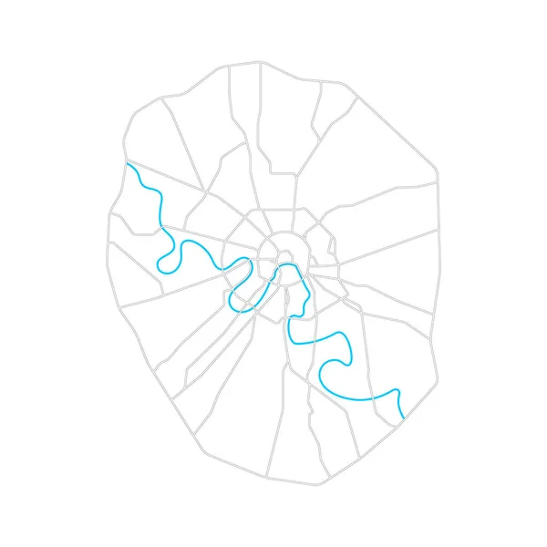 Ana yollar, Karayolları ve Moskova Nehri ile basit vektör harita Moskova