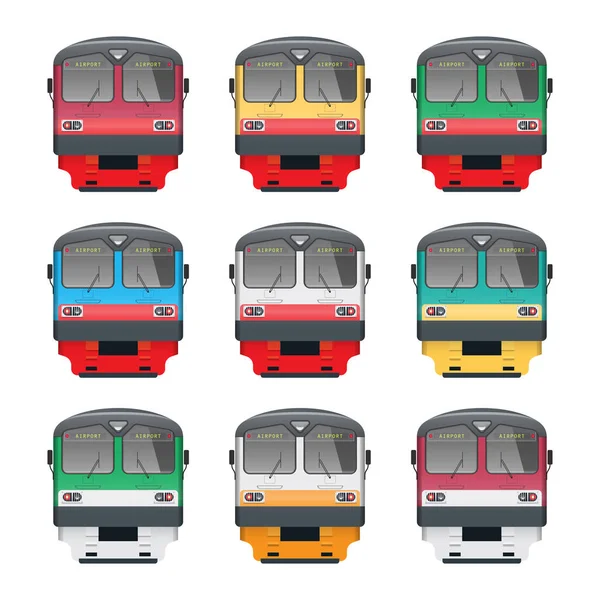 Commuter Train Front View Vector Illustration Different Colors — Stock Vector