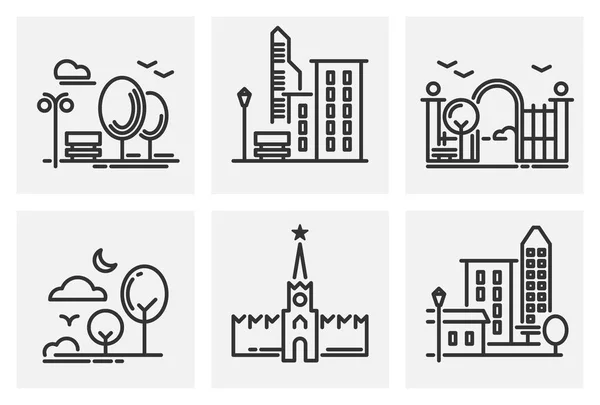 City. Set of linear icons — Stock Vector