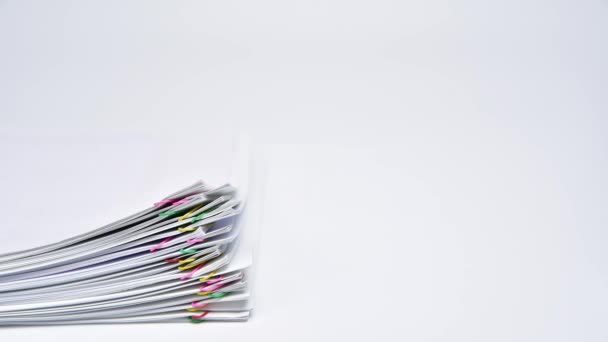 A man counting receipts on desk. Home Economics Concept. — Stock Video