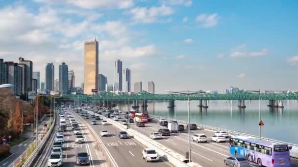 Time Lapse Han River Scenic Gebied Seoul Hoofdstad Van Zuid — Stockvideo