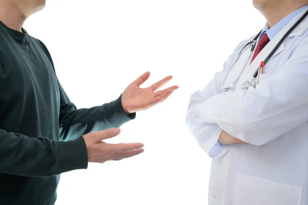 Patients protesting to the doctor. Medical dispute concept — Stock Photo, Image