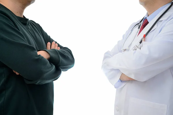 Patients protesting to the doctor. Medical dispute concept — Stock Photo, Image