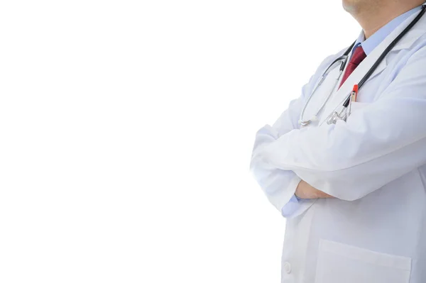 A side view of a male doctor on a white background — 스톡 사진