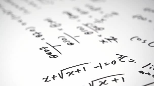 Cámara Lenta Notas Llenas Fórmulas Matemáticas Concepto Educativo — Vídeo de stock