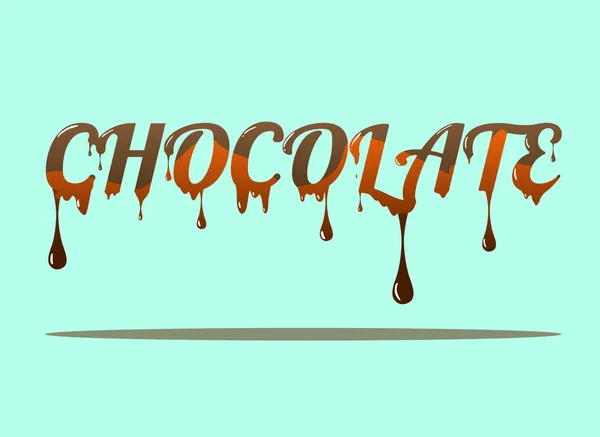 Desing Texte Illustration Chocolat Texte Gouttes Chocolat Coulant — Image vectorielle