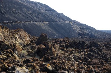 El Hierro - turuncu kayalar ve siyah lav, Kanarya Adaları, İspanya