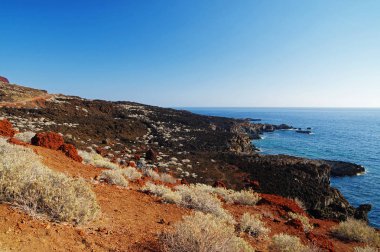 Kırmızı kum ve taş Tacoron dere, El Hierro, Kanarya Adası, İspanya
