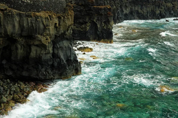 Rocky kystlinje i Pozo de la Salud, El Hierro ø, Kanariske Øer, Spanien - Stock-foto