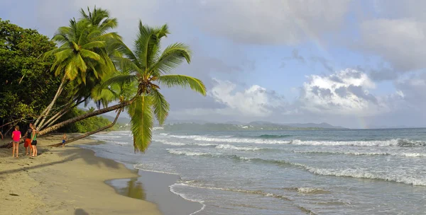 Les D'Arlet Άνες, Μαρτινίκα-πληροφορίες για ταξίδια, Εκδρομές και Αξιοθέατα-31 Δεκεμβρίου 2016: Άνθρωποι λαμβάνουν ένα μπάνιο στον ωκεανό στις 31 Δεκεμβρίου, 2016.Grande Anse d'Arlet, Μαρτινίκα - νησί της Καραϊβικής. — Φωτογραφία Αρχείου