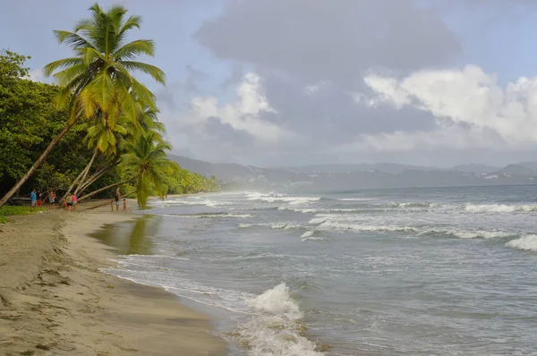 LA DIAMOND, MARTINIQUE, FRANCIA - 31 DICEMBRE: La gente cammina sulla spiaggia di La Diamond il 31 dicembre 2016, Martinica, Piccole Antille — Foto Stock