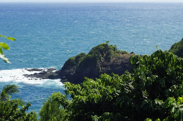 The coastline near Castle Bruce village located on west cost of Dominica island, Lesser Antilles