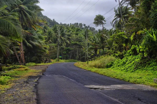 Uma estrada para a baía de Pagua na ilha Dominica, Pequenas Antilhas — Fotografia de Stock