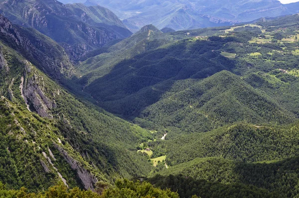 Cloudy landscape from Mirador de Gresolet. Pyrenees, Catalonia, Spain — Stock Photo, Image