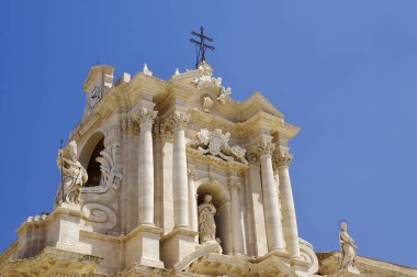 Piazza Duomo Barok tarzında Katedrali. Ortigia Adası, Sicilya'daki Syracuse şehir. İtalya