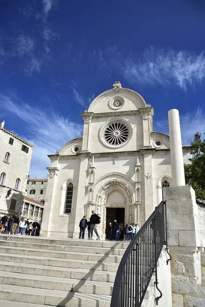 Sibenik Chorwacja Kwietnia 2019 Katedra Jakuba Jest Trójnawową Bazyliką Trzema — Zdjęcie stockowe
