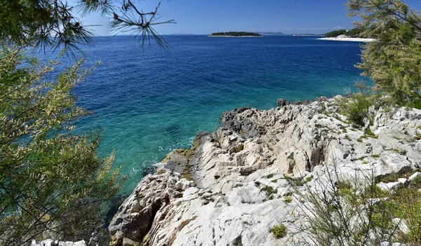 Landschaft Der Blauen Adria Lagune Blick Von Der Uferpromenade Promestein — Stockfoto