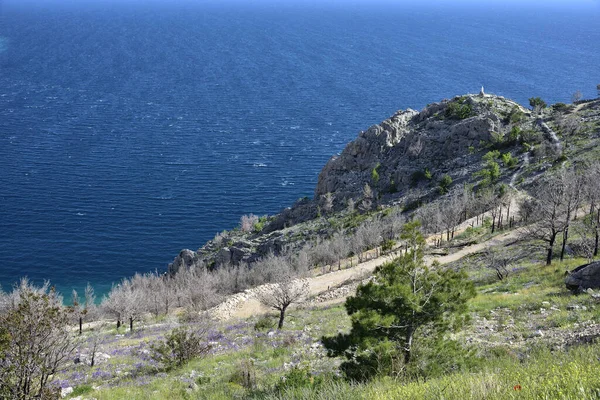 Krásný Vruja Bay Nachází Půli Cesty Mezi Omiš Makarska Chorvatsko — Stock fotografie