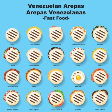 Venezuelan fast food, Arepas stuffed clipart