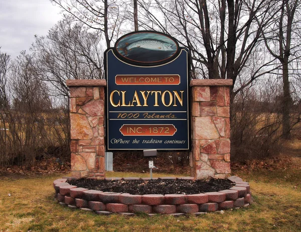 Clayton, New York welcome sign Stock Picture