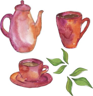 vektör çizim tasarım tatlı kek ve çay beyaz arka plan üzerinde izole