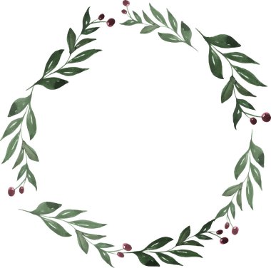 vektör çizim tasarım güzel bahar çelenk yeşil yaprak 