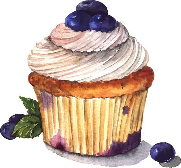 白色背景下的甜黑莓蛋糕矢量图解设计 — 图库矢量图片